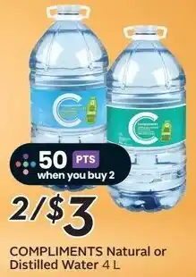 Sobeys COMPLIMENTS Natural or Distilled Water offer