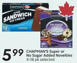 Sobeys CHAPMAN'S Super or No Sugar Added Novelties offer