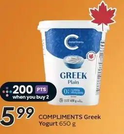 Sobeys COMPLIMENTS Greek Yogurt offer
