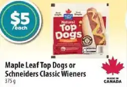 Co-op Maple Leaf Top Dogs or Schneiders Classic Wieners offer