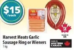 Co-op Harvest Meats Garlic Sausage Ring or Wieners offer