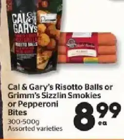Calgary Co-op Cal & gary's risotto balls or grimm's sizzlin smokies or pepperoni bites offer