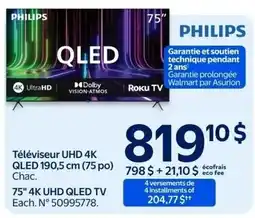 Walmart Philips 75" 4K UHD QLED TV offer