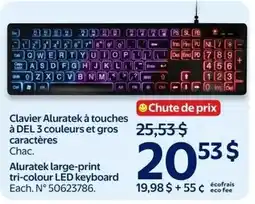 Walmart Aluratek large-print tri-colour LED keyboard offer