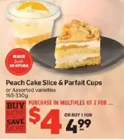 Calgary Co-op Peach cake slice & parfait cups offer