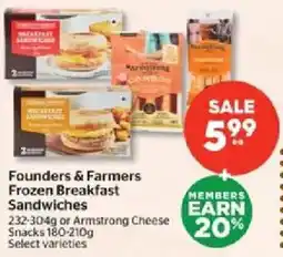 Calgary Co-op Founders & farmers frozen breakfast sandwiches offer