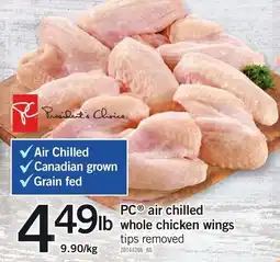Loblaws PC air chilled lb whole chicken wings offer