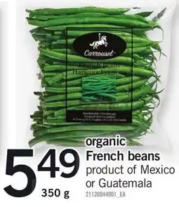 Loblaws organic French beans offer
