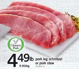 Loblaws pork leg schnitzel or pork stew offer