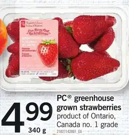 Loblaws PC greenhouse grown strawberries offer