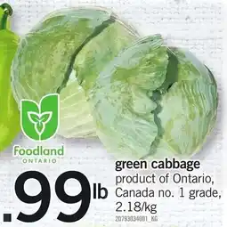 Loblaws Green Cabbage offer
