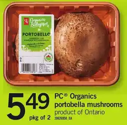 Loblaws PC Organics portobella mushrooms offer