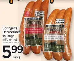 Loblaws Springer's Debrecziner sausage offer