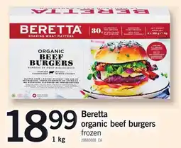 Loblaws Beretta organic beef burgers offer