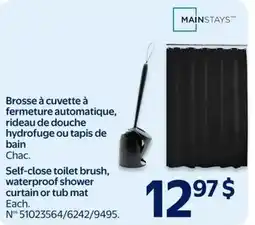 Walmart Mainstays Self-close toilet brush, waterproof shower curtain or tub mat offer