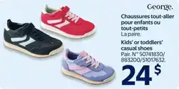 Walmart George Kids' or toddlers' casual shoes offer