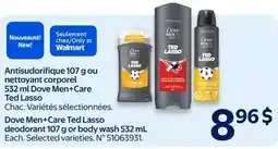 Walmart Dove Men+Care Ted Lasso deodorant or body wash offer