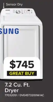 Leon's Samsung White Electric Dryer with Sensor Dry (7.2 Cu.Ft) - DVE45T3200W/AC offer