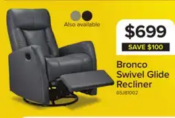 Leon's Bronco Swivel Glider Recliner - Dark Grey offer