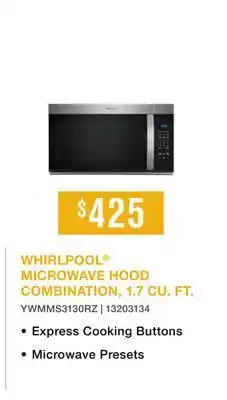 Leon's Whirlpool Fingerprint Resistant Stainless Steel Over-The-Range Microwave (1.7 Cu.Ft.) - YWMMS3130RZ offer