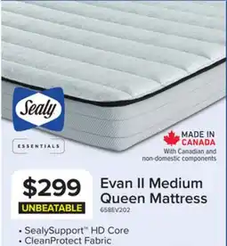 Leon's Sealy Essentials Evan II Medium Queen Mattress offer
