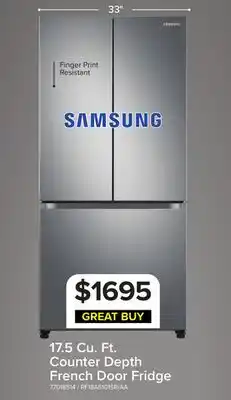 Leon's Samsung 33 17.5 Cu. Ft. Stainless Steel Counter-Depth French Door Refrigerator - RF18A5101SR/AA offer