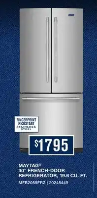Leon's Maytag 30 19.6 Cu. Ft. Stainless Steel French Door Refrigerator - MFB2055FRZ offer
