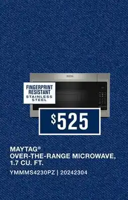 Leon's Maytag Fingerprint Resistant Stainless Steel Over-the-Range Microwave (1.70 Cu Ft) - YMMMS4230PZ offer