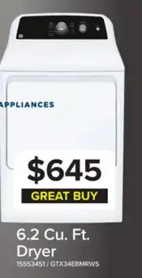 Leon's GE White Electric Dryer with SaniFresh Cycle (6.2 cu.ft.) - GTX34EBMRWS offer