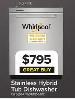 Leon's Whirlpool 24 Fingerprint Resistant Stainless Steel Dishwasher with 3rd Rack (47 dBA) - WDTA50SAKZ offer