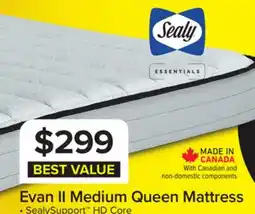 Leon's Sealy Essentials Evan II Medium Queen Mattress offer