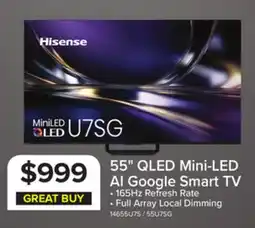 Leon's Hisense 55 QLED Mini-LED AI Google Smart TV offer