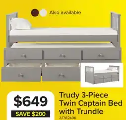Leon's Trudy 3-Piece Twin Captain Bed with Trundle - Grey offer