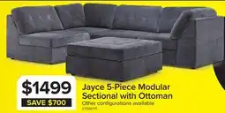Leon's Jayce 5-Piece Modular Sectional with Ottoman - Grey offer
