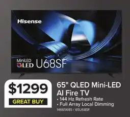 Leon's Hisense 65 QLED Mini-LED AI TV 144Hz - Fire TV - 65U68SF offer