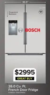 Leon's Bosch 35.5 26 Cu. Ft. Fingerprint Resistant Stainless Steel French Door Refrigerator - B36FD10ENS offer