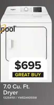 Leon's Whirlpool White Electric Dryer (7.0 Cu. Ft.) with Adaptive Dry - YWED4105SW offer