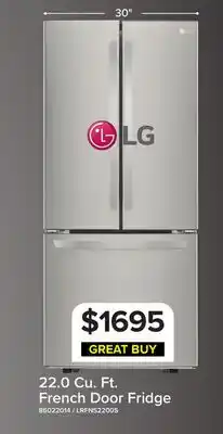 Leon's LG 30 22 Cu. Ft. Smudge Resistant Stainless Steel French Door Refrigerator - LRFNS2200S offer