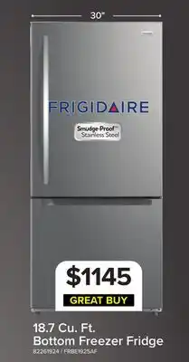 Leon's Frigidaire 30 18.7 Cu. Ft. Stainless Steel Standard-Depth Bottom Freezer Refrigerator - FRBE1925AF offer