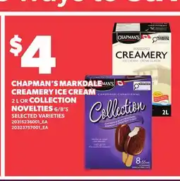 Independent City Market CHAPMAN'S MARKDALE CREAMERY ICE CREAM, 2 L OR COLLECTION NOVELTIES, 6/8'S offer