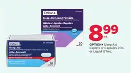 Rexall OPTION+ Sleep Aid Caplets or Capsules 20's or Liquid 177mL offer