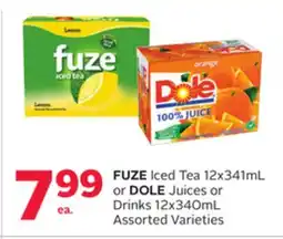 Rexall FUZE Iced Tea 12x341mL or DOLE Juices or Drinks 12x340mL offer