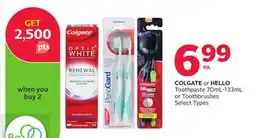 Rexall COLGATE or HELLO Toothpaste 70mL-133mL or Toothbrushes offer