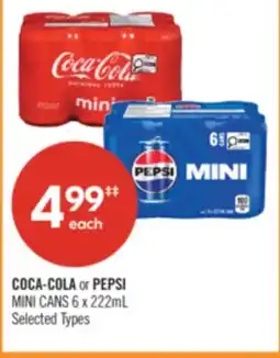 Shoppers Drug Mart COCA-COLA or PEPSI MINI CANS offer