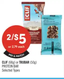 Shoppers Drug Mart CLIF (68g) or TRUBAR (50g) PROTEIN BAR offer