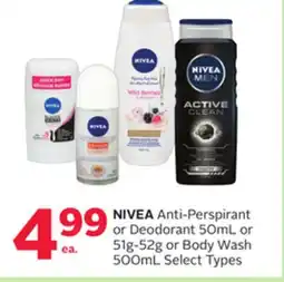 Rexall NIVEA Anti-Perspirant or Deodorant 50mL or 51g-52g or Body Wash 500mL Select Types offer