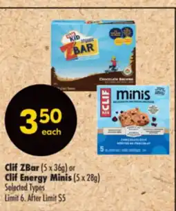 Shoppers Drug Mart Clif ZBar (5 x 36g) or Clif Energy Minis (5 x 28g) offer