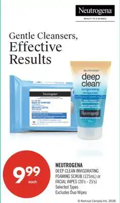 Shoppers Drug Mart NEUTROGENA DEEP CLEAN INVIGORATING FOAMING SCRUB (125mL) or FACIAL WIPES (20's - 25's) offer