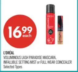 Shoppers Drug Mart L'ORÉAL VOLUMINOUS LASH PARADISE MASCARA, INFALLIBLE SETTING MIST or FULL WEAR CONCEALER offer