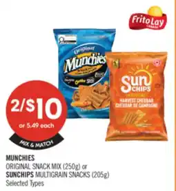 Shoppers Drug Mart MUNCHIES ORIGINAL SNACK MIX (250g) or SUNCHIPS MULTIGRAIN SNACKS (205g) offer
